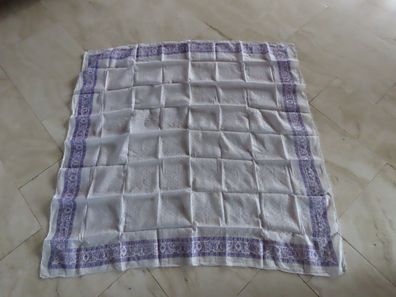 Halstuch Dekotuch Schal weiß mit lila und Glitzerstreifen ca. 105x 103cm