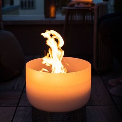 QFlame Ethanol Quarz Feuerschale Balkon mit Edelstahl Sockel : Mit Edelstahl Sockel