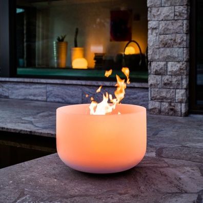QFlame Pure Quarzglas Feuerschale Gartenkamin