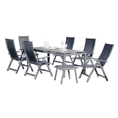 Sonnenpartner 8-teilige Sitzgruppe Fresno und Base 160x90 cm Aluminium anthrazit