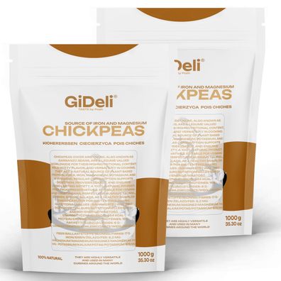 Kichererbsen Getrocknet 2kg Ungeröstet Protein Vegan Hummus Falafel GiDeli