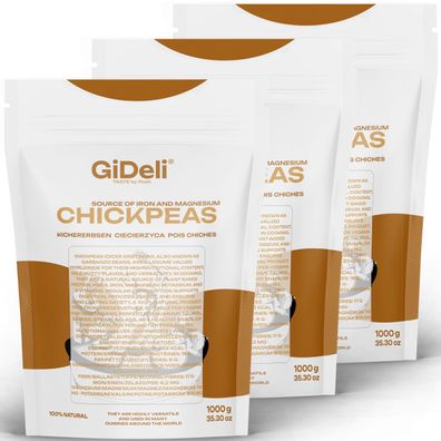 Kichererbsen Getrocknet 3kg Ungeröstet Protein Vegan Hummus Falafel GiDeli