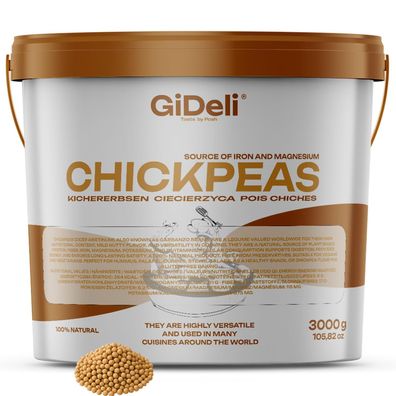 Kichererbsen Getrocknet 3kg Ungeröstet Protein Vegan Hummus Falafel GiDeli