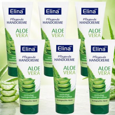 6x75ml Elina Aloe Vera pflegende Handcreme reichhaltige Feuchtigkeitspflege