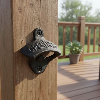 Retro Flaschenöffner Wandmontage Gusseisen „Open Here“ Vintage Rostoptik Hausbar