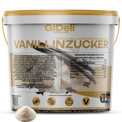 Vanillinzucker 1kg Intensiv Vanille Aroma Backaroma Gebäck Schlagsahne GiDeli
