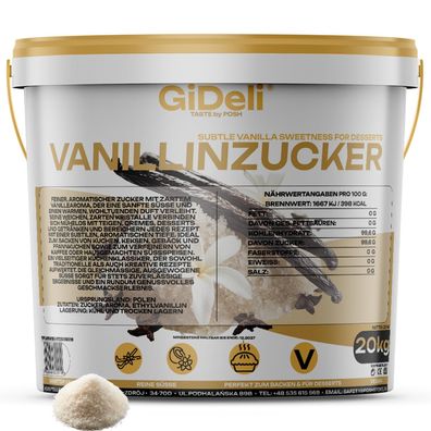Vanillinzucker 20kg Intensiv Vanille Aroma Backaroma Gebäck Schlagsahne GiDeli