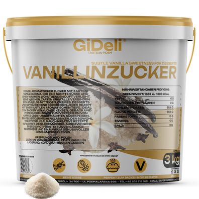 Vanillinzucker 3kg Intensiv Vanille Aroma Backaroma Gebäck Schlagsahne GiDeli