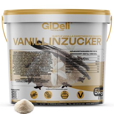 Vanillinzucker 5kg Intensiv Vanille Aroma Backaroma Gebäck Schlagsahne GiDeli