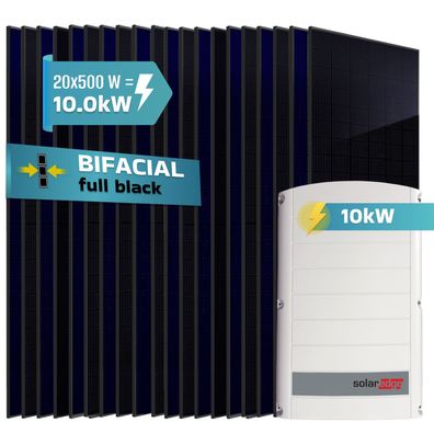 SUNNIVA® 10.0 kW Solaranlage, 20x 500 W Solarmodule, SolarEdge SE10K (3-phasig)