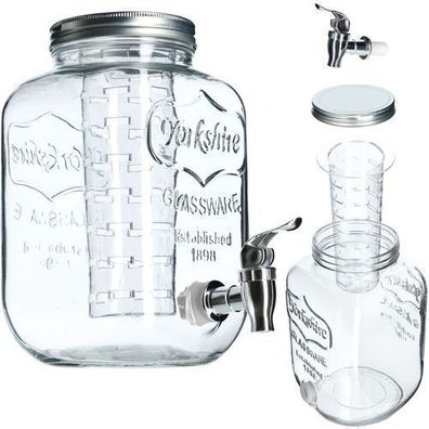 KADAX Getränkespender aus Glas mit Einsatz, Wasserspender 4L