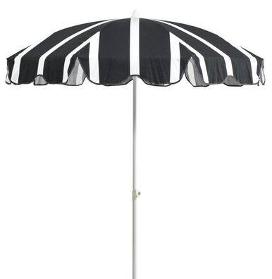 Sonnenschirm Follina aus robustem Polyester-Stoff, neigbar, Rund, Schwarz Weiß,