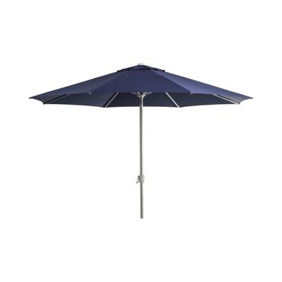 Sonnenschirm Abriola aus Aluminium und Polyester, rund und neigbar, dunkelblau,
