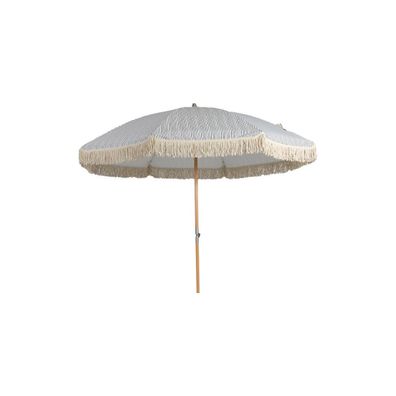 Sonnenschirm Gatsby aus Buchenholz und Polycotton, rund, klappbar, grau weiß, Ø