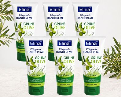 6x75ml Elina Grüne Olive pflegende Handcreme intensive Feuchtigkeitspflege