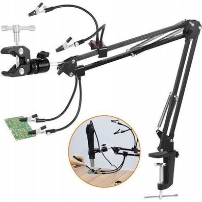 Rosfix Dritte Hand Löthilfe – 4 Flexible Arme mit Krokodilklemmen | Tischmontage