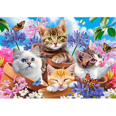 Castorland Puzzle Kätzchen mit Blumen 70 Teile