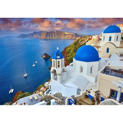 ENJOY Puzzle Santorini - Blick auf die Schiffe, Griechenland 1000 Teile
