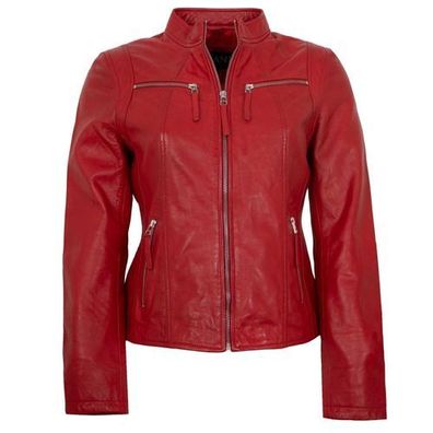 Jilani Collection - Damen Lederjacke Lammnappa rot