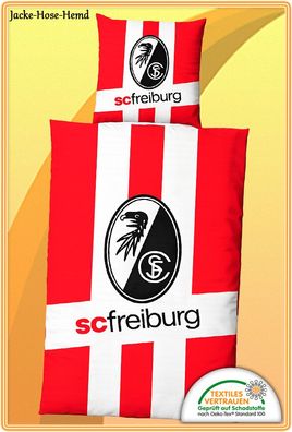 SC Freiburg Bettwäsche Wappen Logo Greif Jutebeutel Rot Weiß Gr: 135x200cm NEU