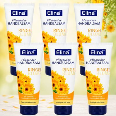 6x75ml Elina Ringelblume pflegende Handcreme reichhaltige Feuchtigkeitspflege