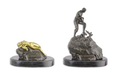 Bronzeskulptur Schatzsucher nach Bergmann Replikat Retro Design Dekoration