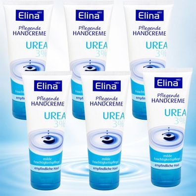 6x75ml Elina Med Sensitive pflegende Handcreme mit 3% Urea Feuchtigkeitspflege