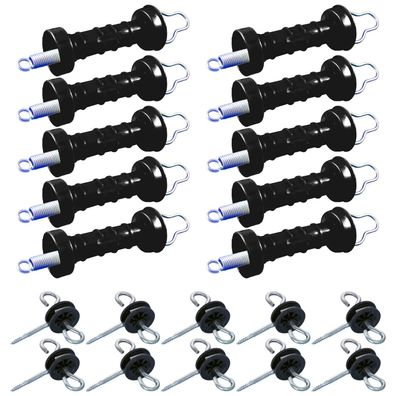 Electra 10x Torgriff Standard, geschlossen, schwarz - im Set mit 10x Torgriffisolator