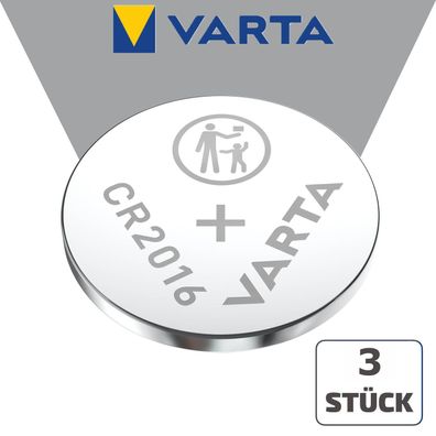 3x Varta CR2016 CR 2016 3 V Lithium Knopfzelle Batterie