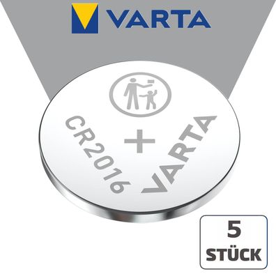 5x Varta CR2016 CR 2016 3 V Lithium Knopfzelle Batterie