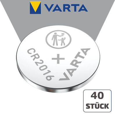 40x Varta CR2016 CR 2016 3 V Lithium Knopfzelle Batterie