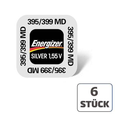 6x Energizer 395 / 399 Uhrenbatterien 1,55 V SR927SW IEC SR57 Knopfzelle