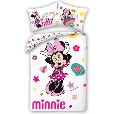 Disney Minnie Mouse Bettwäsche Set aus Baumwolle Bettdeckenbezug 140 × 200 cm mit