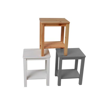 Beistelltisch Nachttisch Holz Grau Weiß Natur Schlafzimmer Couchtisch