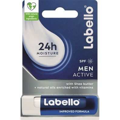 Labello Men Active 24h-Feuchtigkeits-Lippenbalsam SPF15