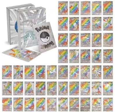 Regenbogen Pokemon Gold/Silber/Schwarz Metall Optik Karten (CM230426)