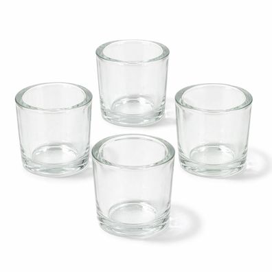 Teelichtgläser 6,5 x 6cm dickwandig rund 4er Set Klar transparent
