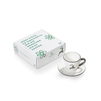 Gmundner Keramik Rubinr. Hirsch Espresso f. Dich/2tlg. Geschenkk