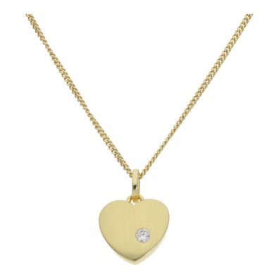 Anhänger Herz Silber 925 Goldplattiert Zirkonia, mattiert JL20-02-1359 JuwelmaLux