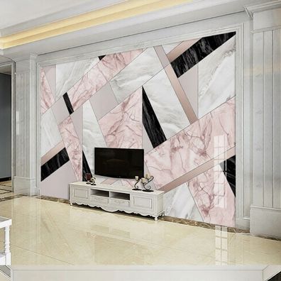Wandtapete Marmor Weiß Rosa Geometrie Modern 3D Wandbild XXL 6298