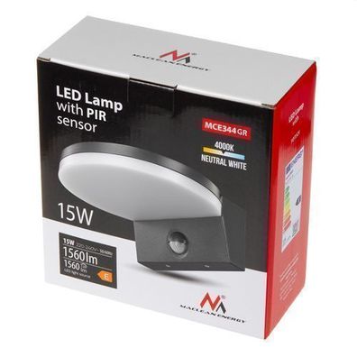 LED-Außenlampe 15W 1560lm IP65 Bewegungsmelder MCE344 Maclean