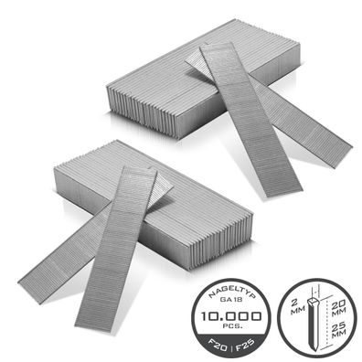 Stahlwerk Druckluftnägel 18GA Streifennägel 20 und 25 mm 10000 Stück Tackernägel