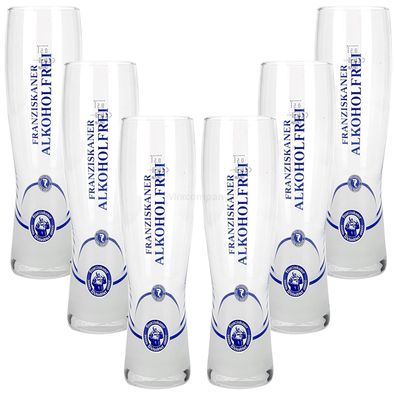 5x Franziskaner Alkoholfrei Glas Bierglas Biergläser Set - Gläser 0,5l geeicht
