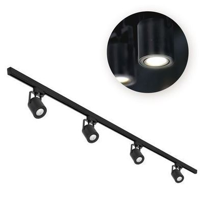 Schienensystem Komplett-Set 4x GU10 Strahler + 2x1m Stromschiene + Schalter I Schwarz