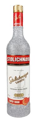 Stolichnaya Vodka 0,7l 700ml (40% Vol) - Bling Bling Glitzerflasche in silber