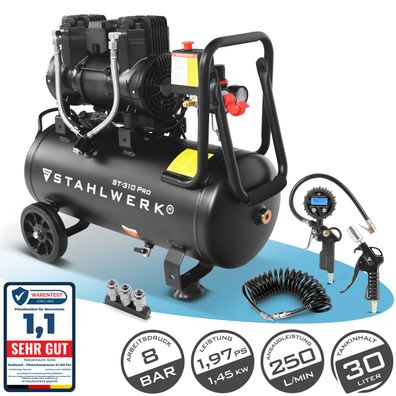 Stahlwerk Kompressor ST-310 Pro Vollausstattung – ölfreier Flüster-Kompressor