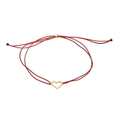 Armband - Gelbgold 375 - Nylon - Herz-Silhouette