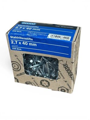 Stahlrillenstifte Gecco 2,7 x 40mm 225 Stück Verzinkt