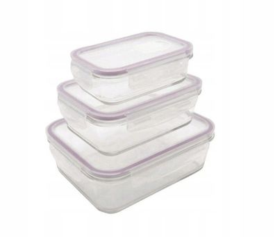 Glasbehälter 3 Stück + Silikonverschluss Lila