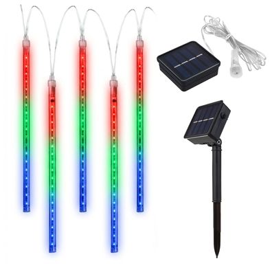 Solar LED Eiszapfen Lichterkette 144 LED 10 RGB Lichtervorhang 2,4m Dekoration